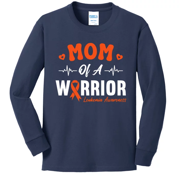 Mom Of A Warrior Leukemia Blood Cancer Awareness Support Kids Long Sleeve Shirt