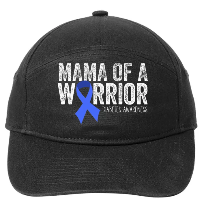 Mama Of A Warrior T1d Mom Diabetic Blue Ribbon Support Gift 7-Panel Snapback Hat