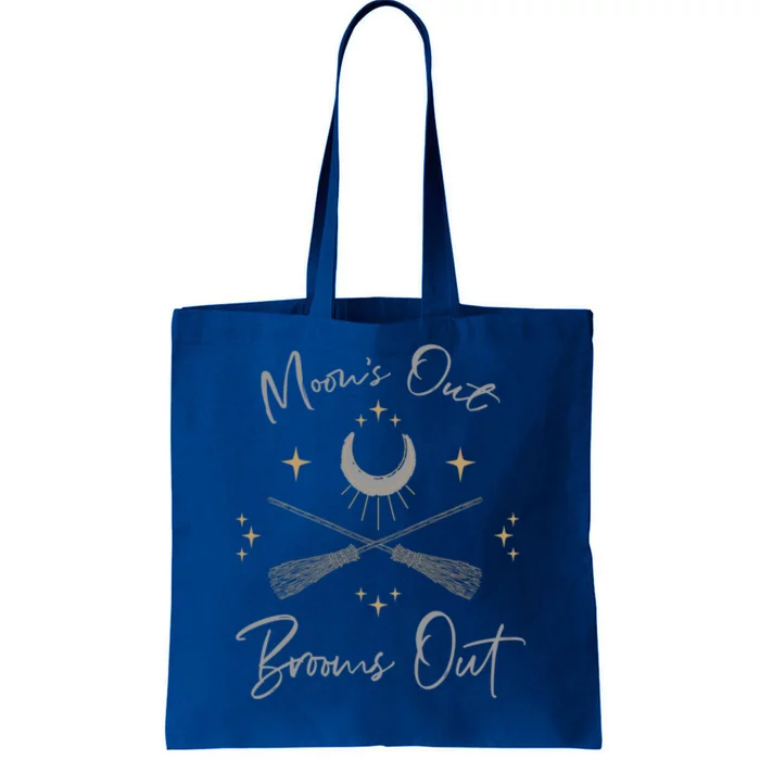 Moons Out Brooms Out Funny Pagan Witch Moon Cycle Gift Tote Bag