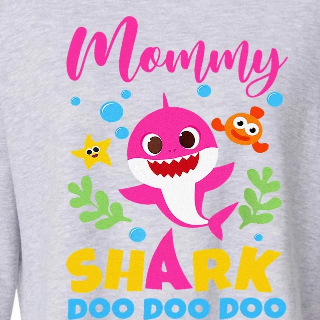 Mommy Of Birthday Shark Matching Oufit Party For Family Cropped Pullover Crew