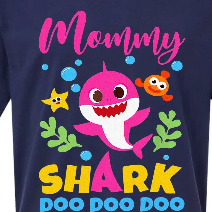 Mommy Of Birthday Shark Matching Oufit Party For Family Sueded Cloud Jersey T-Shirt