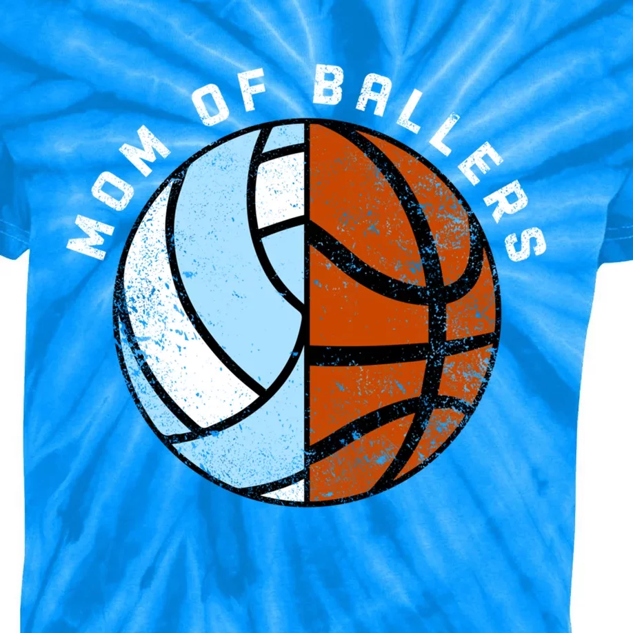 Mom Of Ballers Funny Volleyball Basketball Mom Cool Gift Kids Tie-Dye T-Shirt