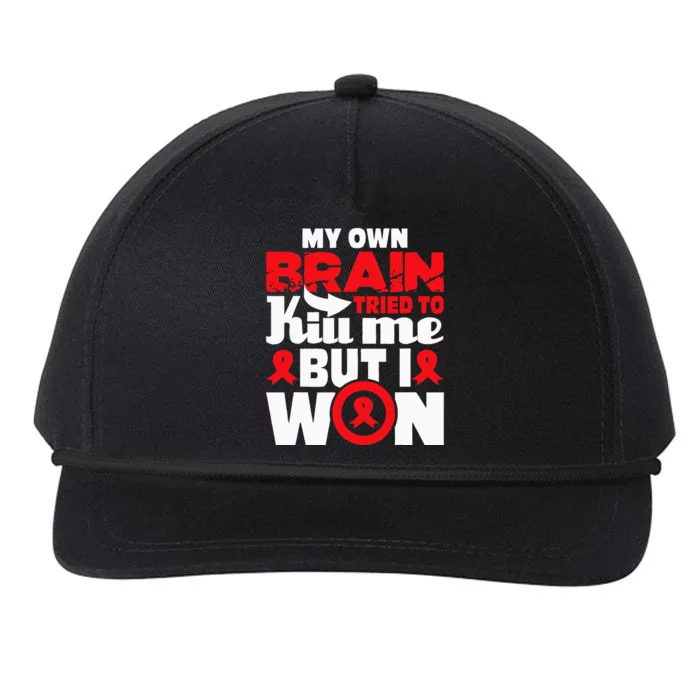 My Own Brain Tried To Kill Me Stroke Survivor Red Ribbon Snapback Five-Panel Rope Hat