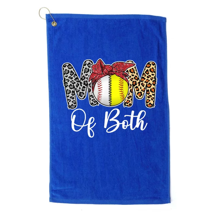 Mom Of Both Messy Bun Baseball Softball Mama Mothers Day Platinum Collection Golf Towel