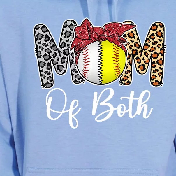 Mom Of Both Messy Bun Baseball Softball Mama Mothers Day Unisex Surf Hoodie