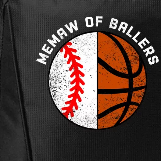 Memaw Of Ballers Funny Baseball Basketball Grandma Memaw Gift City Backpack