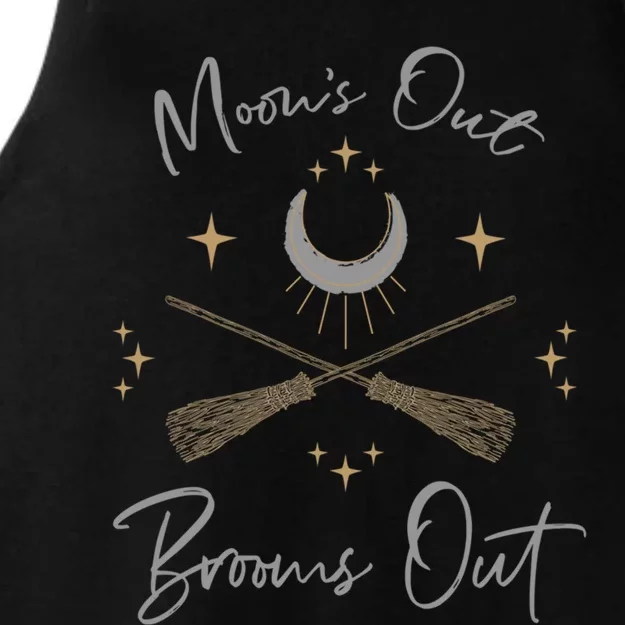 Moons Out Brooms Out Funny Pagan Witch Moon Cycle Gift Funny Gift Ladies Tri-Blend Wicking Tank