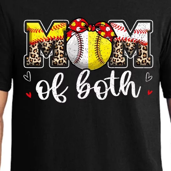 Mom Of Both Leopard Game Day Baseball Softball MotherS Day Pajama Set