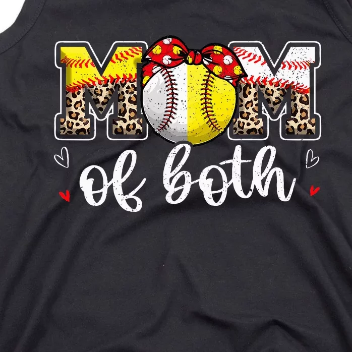 Mom Of Both Leopard Game Day Baseball Softball MotherS Day Tank Top