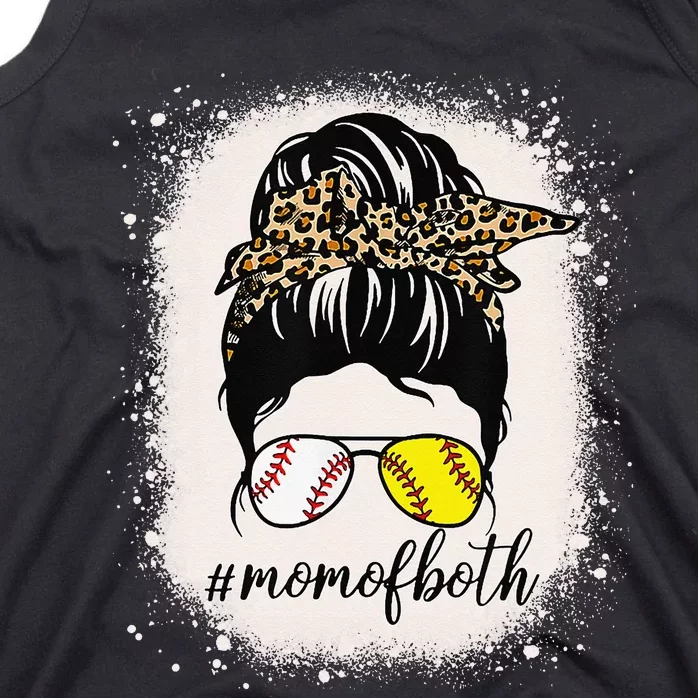 Mom of Both Baseball Mom Messy Bun gift Mother's Day Tank Top