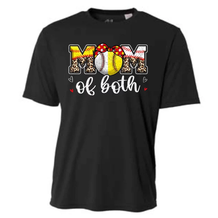 Mom Of Both Leopard Game Day Baseball Softball MotherS Day Cooling Performance Crew T-Shirt