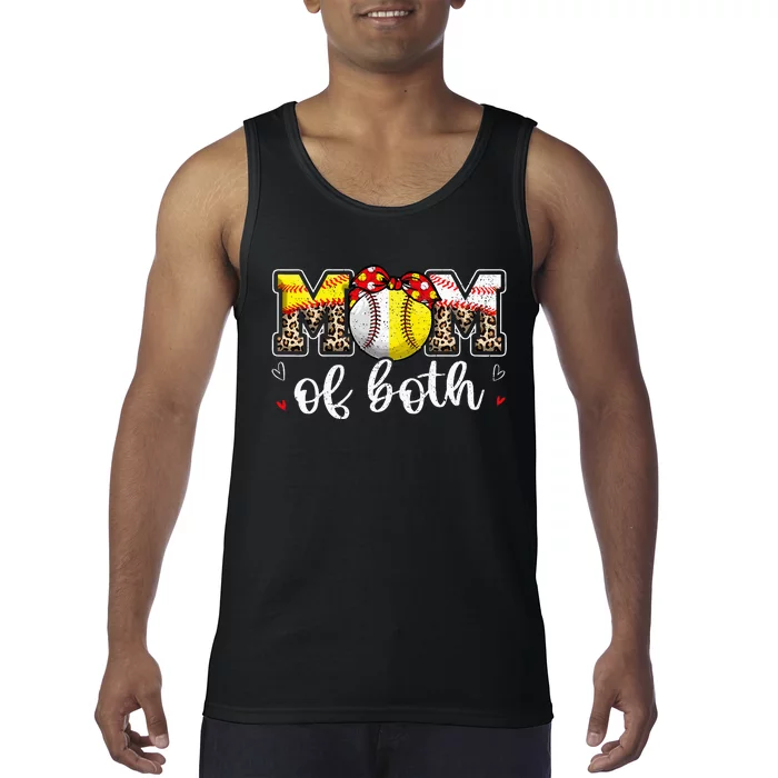 Mom Of Both Leopard Game Day Baseball Softball MotherS Day Tank Top