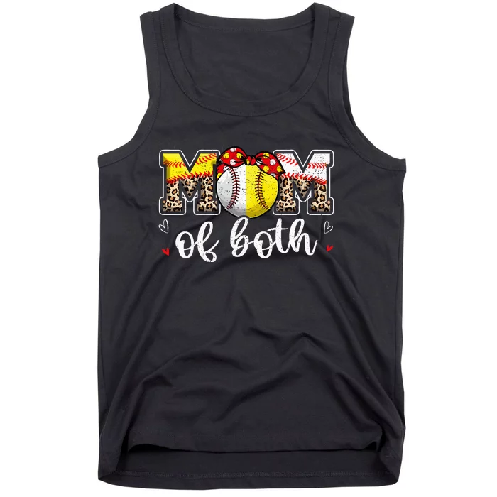 Mom Of Both Leopard Game Day Baseball Softball MotherS Day Tank Top