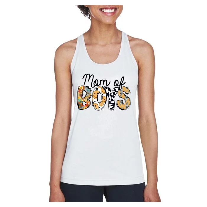 Mom Of Boy Leopard Mom Women's Racerback Tank