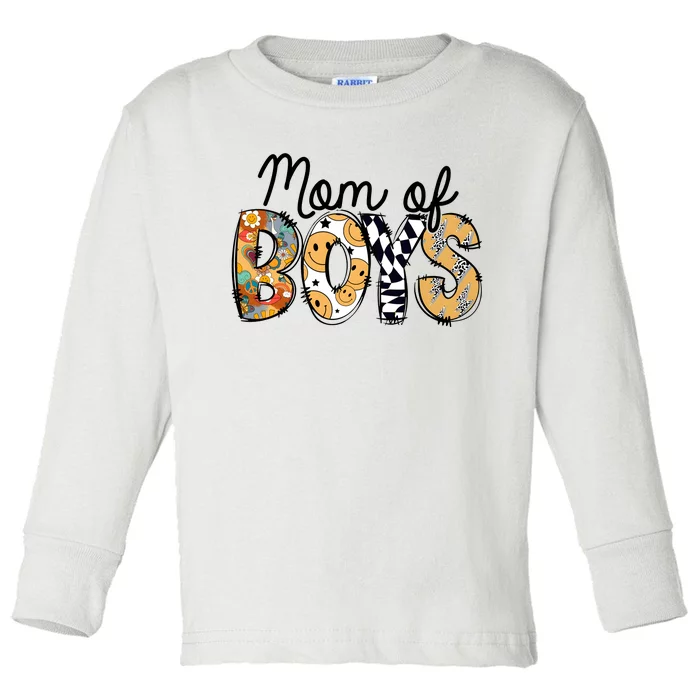 Mom Of Boy Leopard Mom Toddler Long Sleeve Shirt