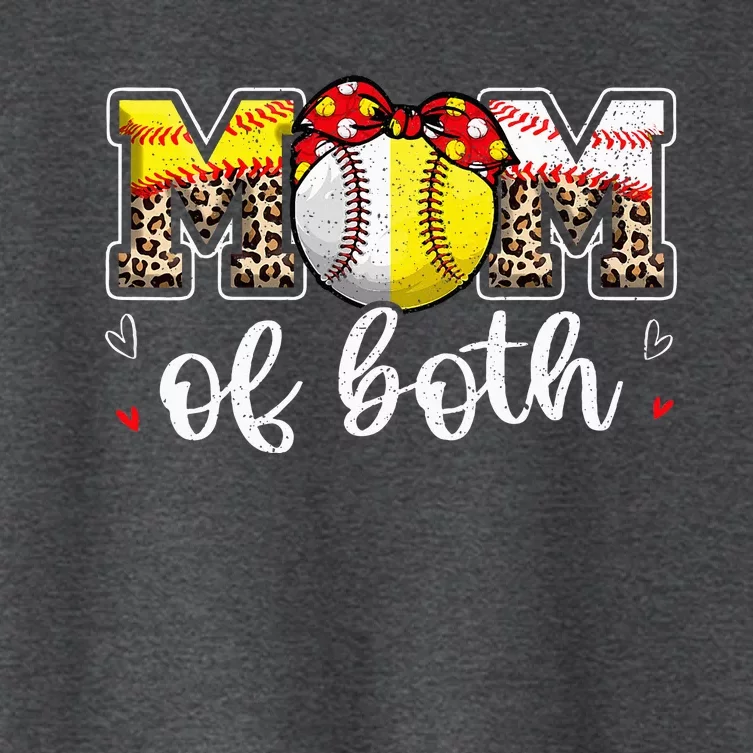 Mom Of Both Leopard Game Day Baseball Softball MotherS Day Women's Crop Top Tee