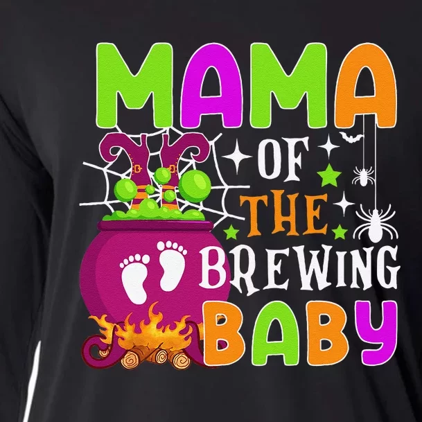 Mama Of Brewing Baby Halloween Theme Baby Shower Spooky Cooling Performance Long Sleeve Crew