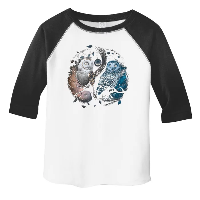 Moon Owl Birds Aesthetic Cottage Halloween Yin Yang Toddler Fine Jersey T-Shirt