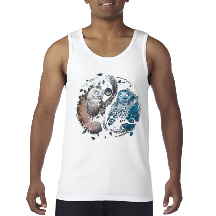 Moon Owl Birds Aesthetic Cottage Halloween Yin Yang Tank Top