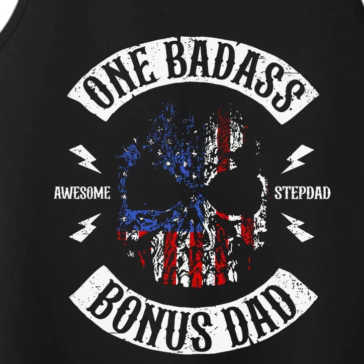 Mens One Badass Bonus Step Dad Funny Performance Tank