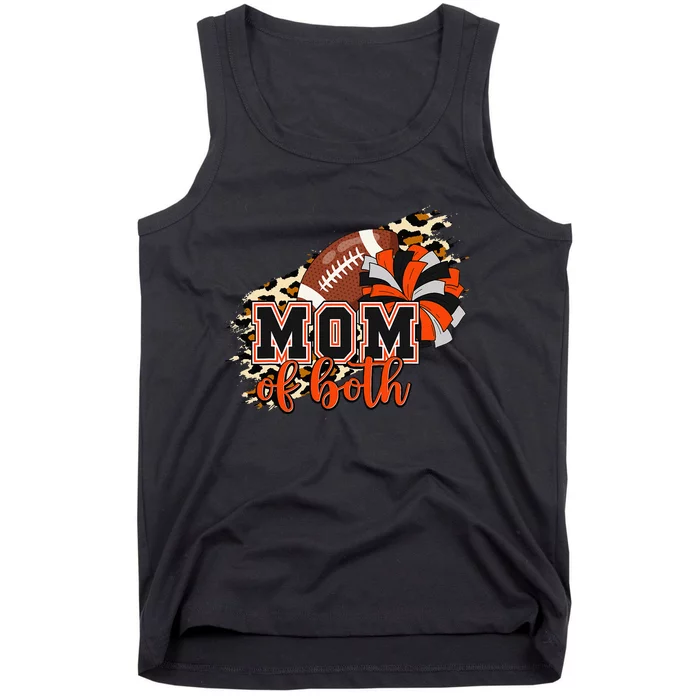 Mom Of Both Football Cheer Orange Black Pom Tank Top