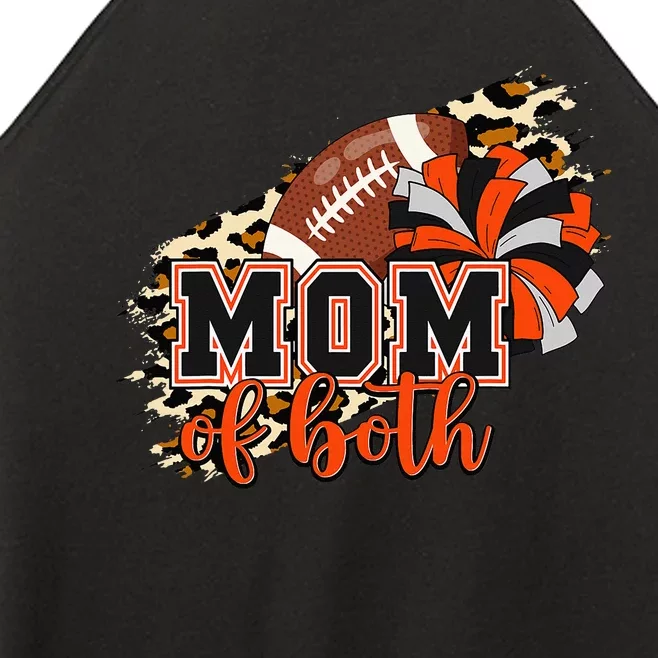 Mom Of Both Football Cheer Orange Black Pom Women’s Perfect Tri Rocker Tank