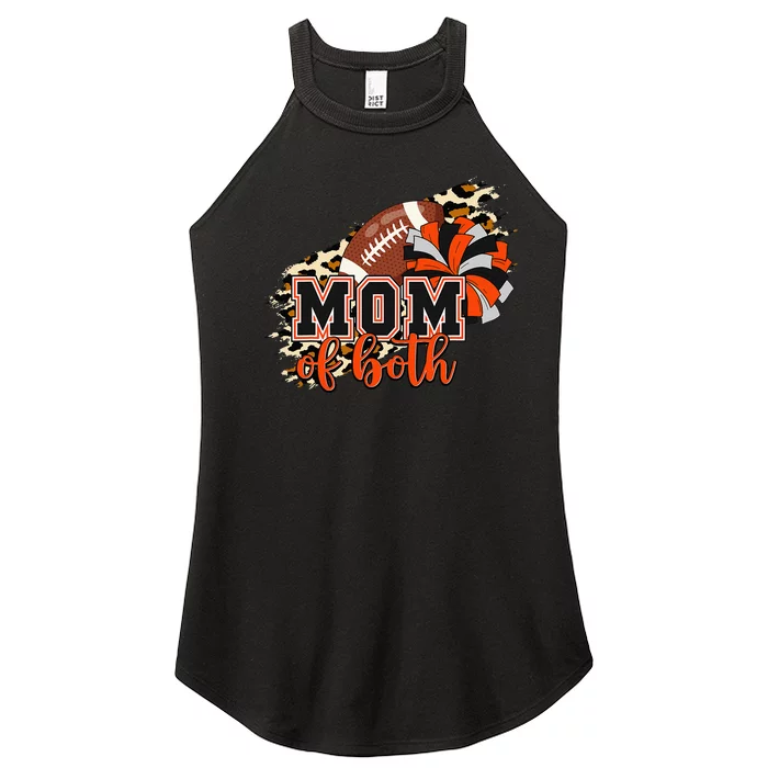 Mom Of Both Football Cheer Orange Black Pom Women’s Perfect Tri Rocker Tank