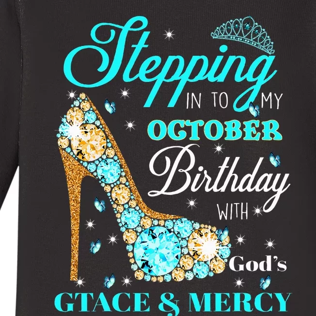 My October Birthday With God's Grace And Mercy Baby Long Sleeve Bodysuit