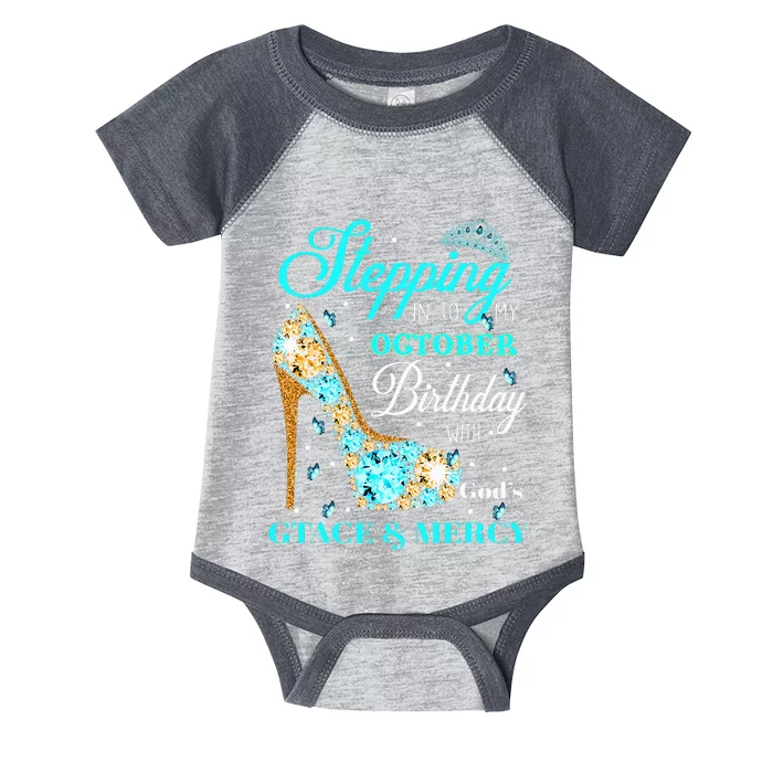 My October Birthday With God's Grace And Mercy Infant Baby Jersey Bodysuit