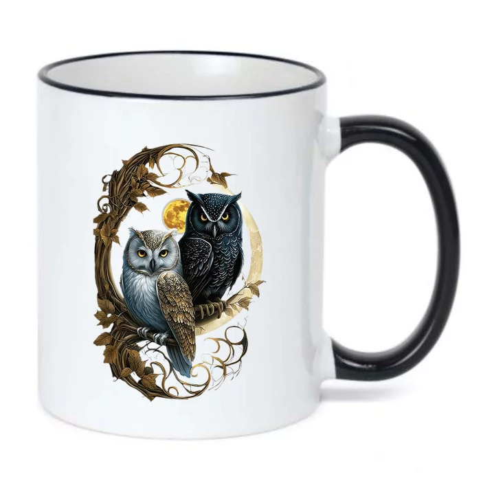 Moon Owl Birds Owl Gifts Black Color Changing Mug