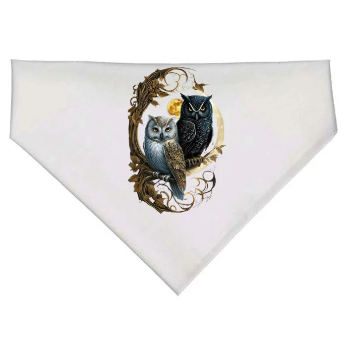 Moon Owl Birds Owl Gifts USA-Made Doggie Bandana