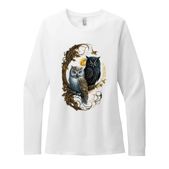 Moon Owl Birds Owl Gifts Womens CVC Long Sleeve Shirt