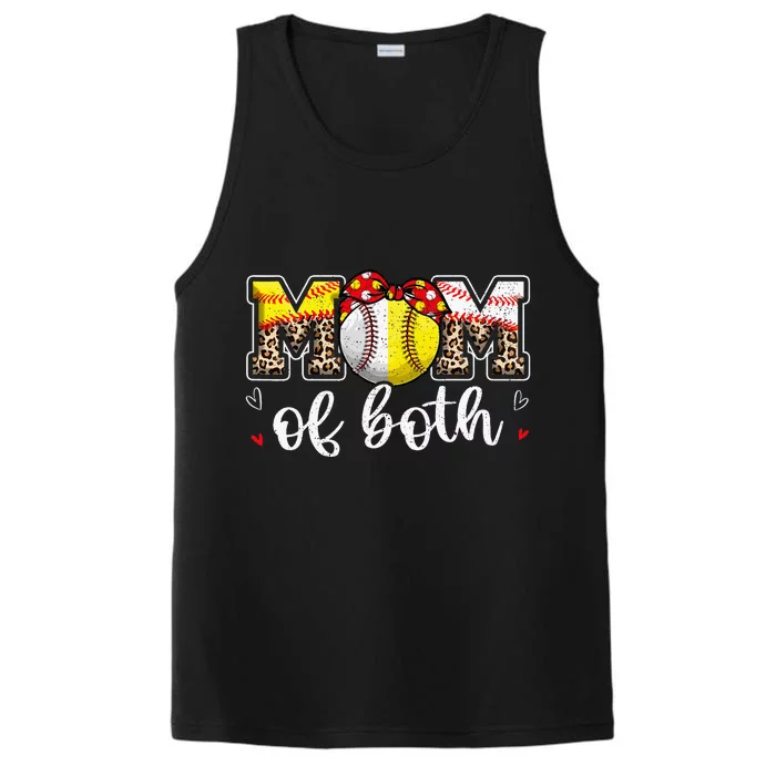 Mom Of Both Leopard Game Day Baseball Softball Performance Tank