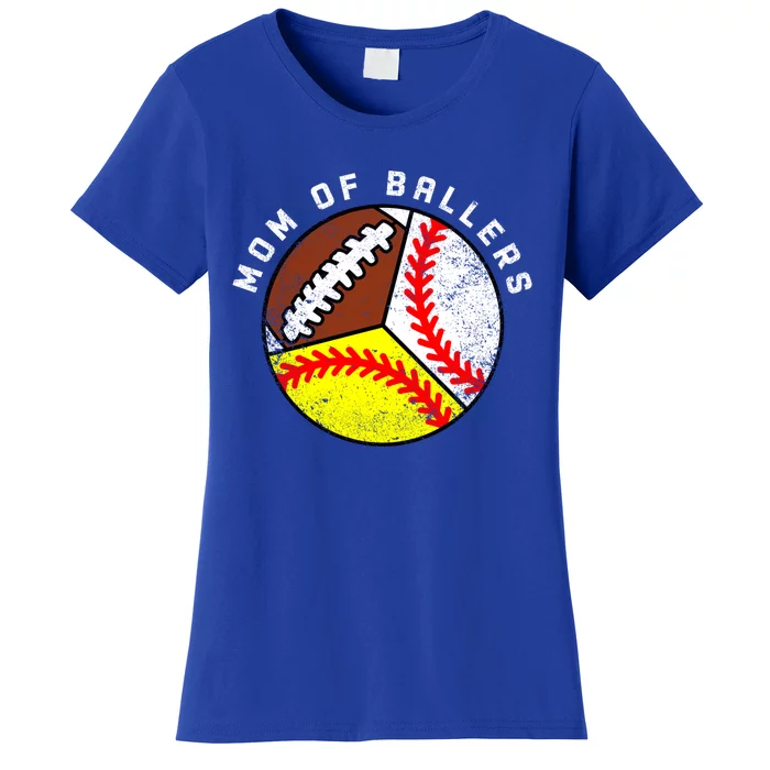 Mom Of Ballers Funny Baseball Softball Football Mom Gift Women's T-Shirt