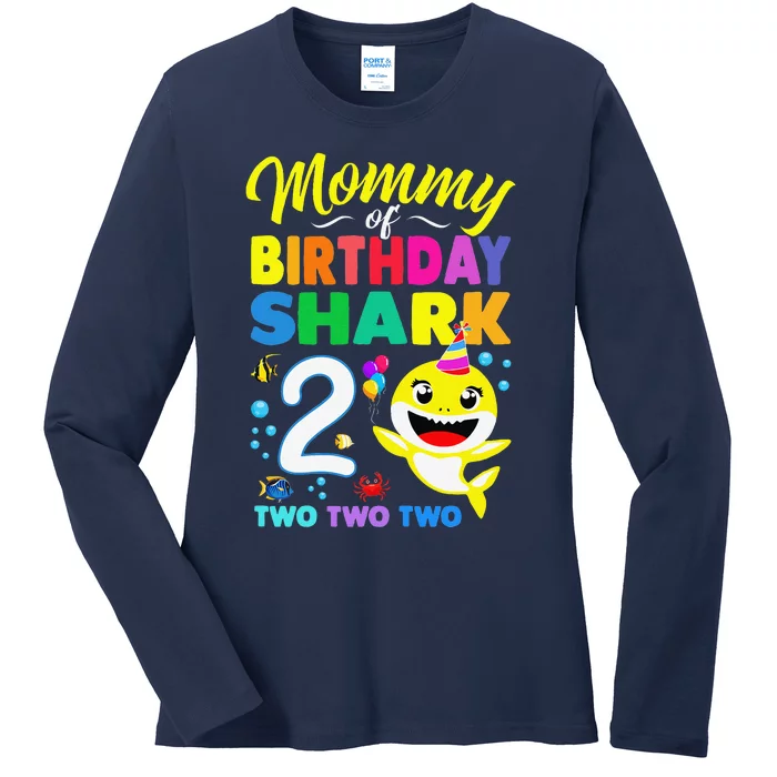 Mommy Of Birthday Shark 2nd Matching Oufit Party For Family Ladies Long Sleeve Shirt