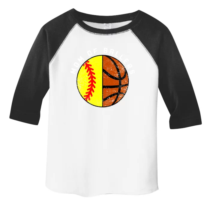 Mom Of Ballers Funny Softball Basketball Mom Gift Toddler Fine Jersey T-Shirt