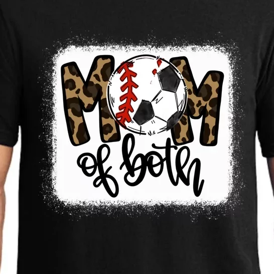 Mom Of Both Leopard Baseball Soccer Great Gift Pajama Set