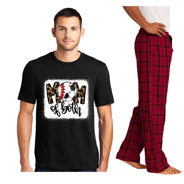 Mom Of Both Leopard Baseball Soccer Great Gift Pajama Set