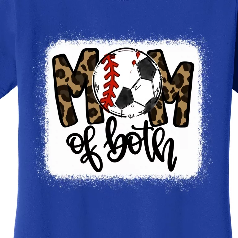 Mom Of Both Leopard Baseball Soccer Great Gift Women's T-Shirt