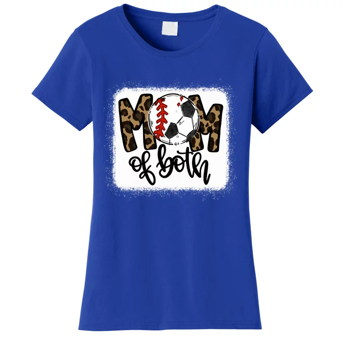 Mom Of Both Leopard Baseball Soccer Great Gift Women's T-Shirt