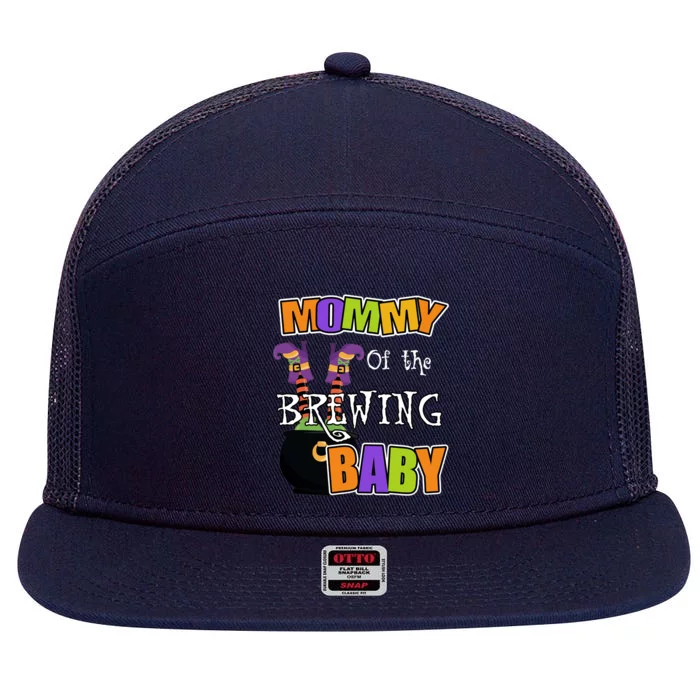 Mommy Of Brewing Halloween Theme Shower Spooky Gift 7 Panel Mesh Trucker Snapback Hat