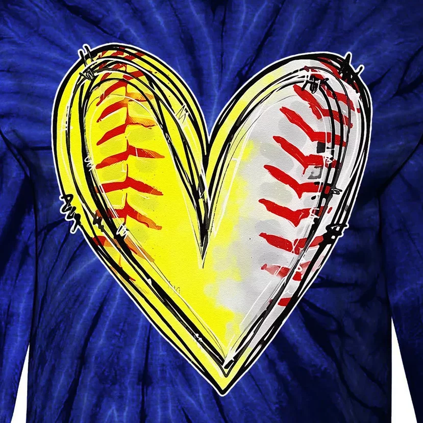 Mom Of Both Baseball Softball Mom Mothers Day Women Tie-Dye Long Sleeve Shirt