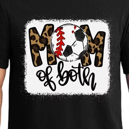 Mom Of Both Leopard Baseball Soccer Pajama Set