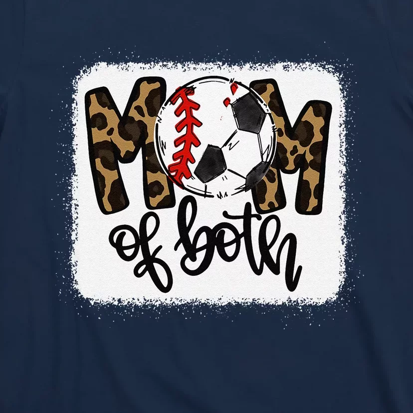 Mom Of Both Leopard Baseball Soccer T-Shirt