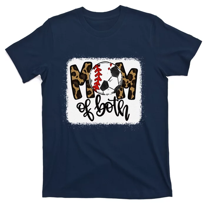 Mom Of Both Leopard Baseball Soccer T-Shirt