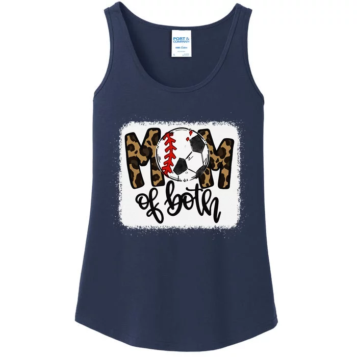 Mom Of Both Leopard Baseball Soccer Ladies Essential Tank