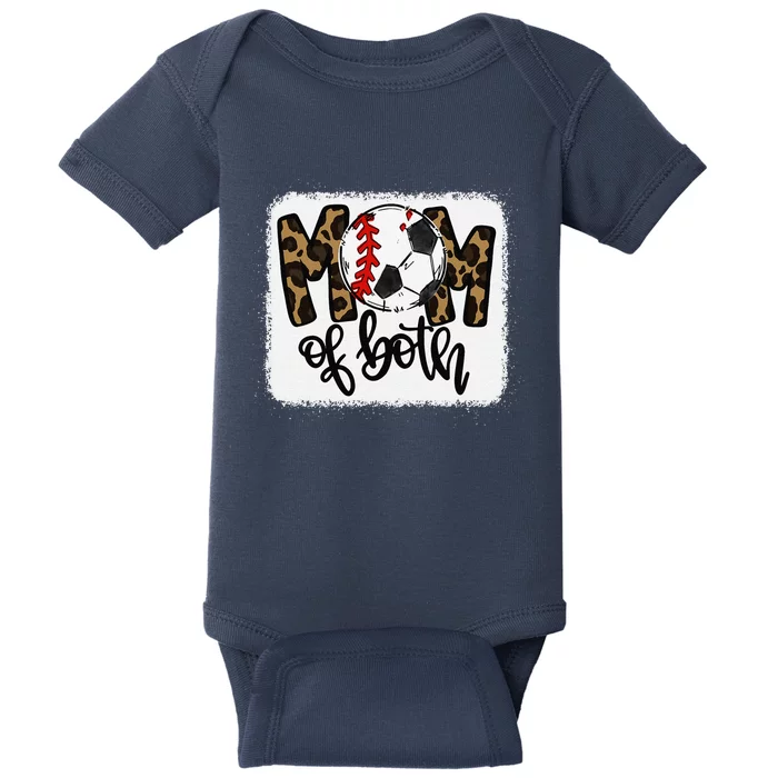 Mom Of Both Leopard Baseball Soccer Baby Bodysuit