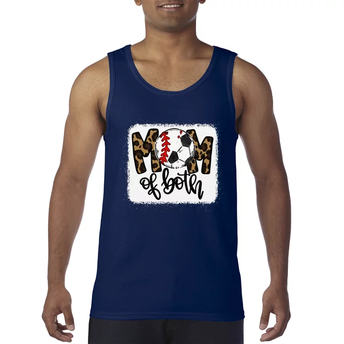 Mom Of Both Leopard Baseball Soccer Tank Top