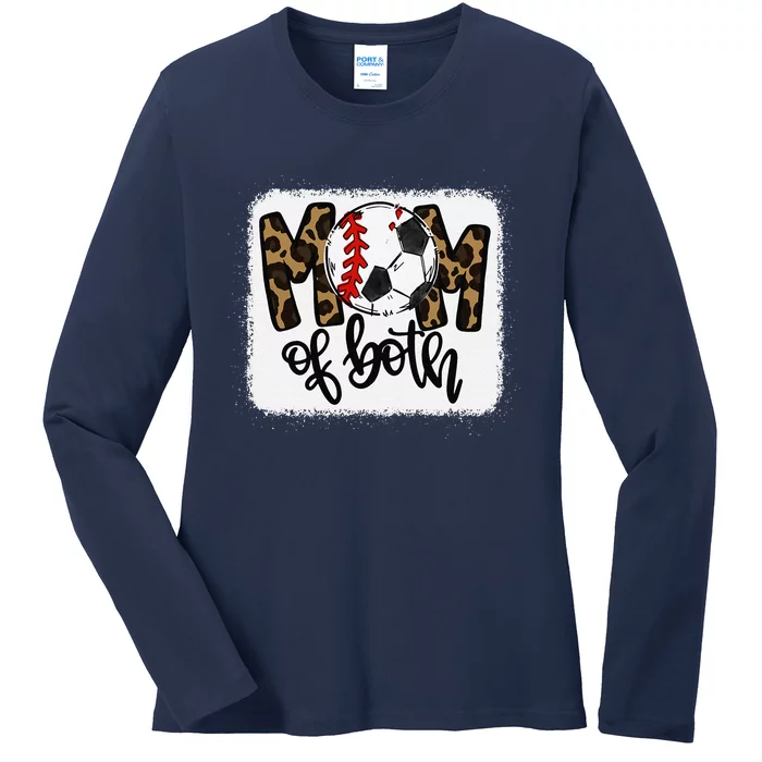 Mom Of Both Leopard Baseball Soccer Ladies Long Sleeve Shirt