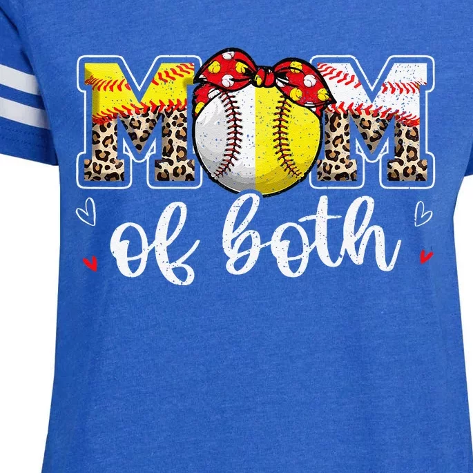 Mom Of Both Leopard Game Day Baseball Softball MotherS Day Enza Ladies Jersey Football T-Shirt